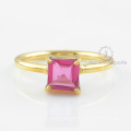 925 Silver Ring, Pink Tourmaline Quartz Gemstone Ring, 18k Gold Ring Jewelry